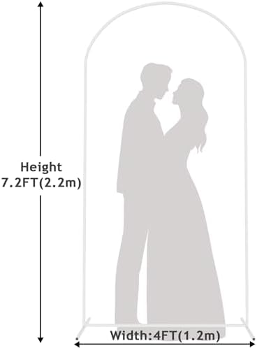 Arch Backdrop Stand, 7.2ft, Metal Wedding Arch Stand, White in White, alternate view 3