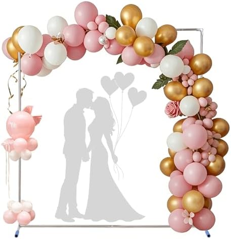 Arch Backdrop Stand,7x6 FT Metal Wedding Square Backdrop Stand for Ceremony Square Stainless Steel Backdrop Arch