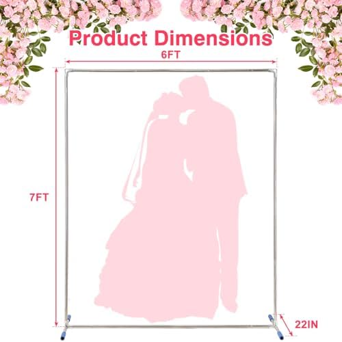 Arch Backdrop Stand,7x6 FT Metal Wedding Square Backdrop Stand for Ceremony Square Stainless Steel Backdrop Arch, alternate