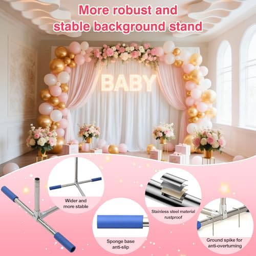 Arch Backdrop Stand,7x6 FT Metal Wedding Square Backdrop Stand for Ceremony Square Stainless Steel Backdrop Arch, alternate