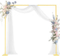 Arch Backdrop Stand, 8 x 8 ft, Stable Structure, Easy Assembly, Square Gold Metal Arch Backdrop Stand for