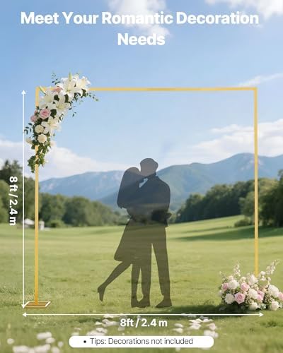 Arch Backdrop Stand, 8 x 8 ft, Stable Structure, Easy Assembly, Square Gold Metal Arch Backdrop Stand for, alternate view 2