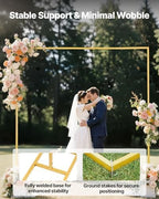 Arch Backdrop Stand, 8 x 8 ft, Stable Structure, Easy Assembly, Square Gold Metal Arch Backdrop Stand for, alternate view 4
