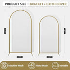 Arch Backdrop Stand and Cover Set, 2 Metal Balloon Arch Backdrop 7.2ft 6ft, Gold Arched Stand Frame for Wedding, alternate