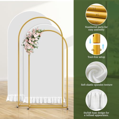 Arch Backdrop Stand and Cover Set (6FT/5FT), Gold Wedding Arch Frame, alternate view 2