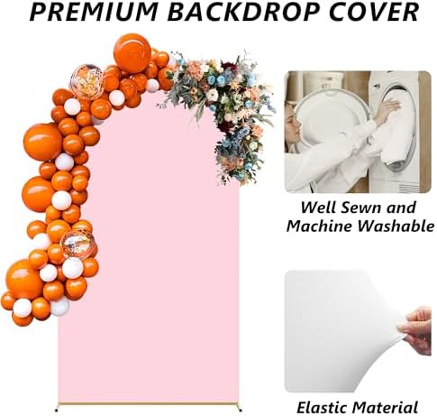 Arch Backdrop Stand and Cover Set, 7.2FT Metal Photo Balloon Arch Backdrop Stand for Wedding Birthday Party Baby, alternate