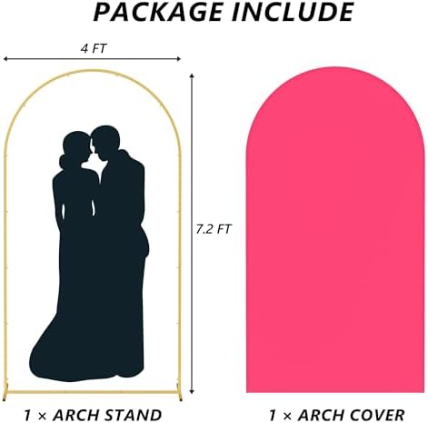 Arch Backdrop Stand and Cover Set, 7.2FT Metal Photo Balloon Arch Backdrop Stand for Wedding Birthday Party Baby, alternate