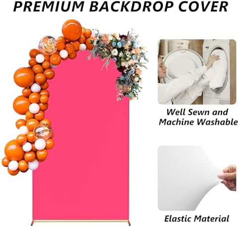 Arch Backdrop Stand and Cover Set, 7.2FT Metal Photo Balloon Arch Backdrop Stand for Wedding Birthday Party Baby, alternate