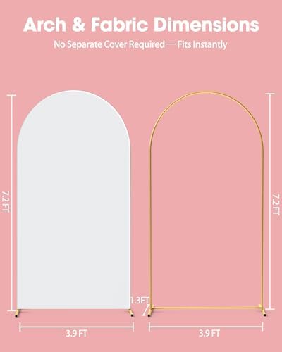 Arch Backdrop Stand and Cover Set, Metal, 7.2 ft, White in White, alternate view 2