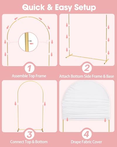 Arch Backdrop Stand and Cover Set, Metal, 7.2 ft, White in White, alternate view 5