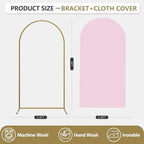 Arch Backdrop Stand and Cover Set, Metal Balloon Arch Backdrop 6ft, Gold Arched Stand Frame for Wedding, alternate view 3