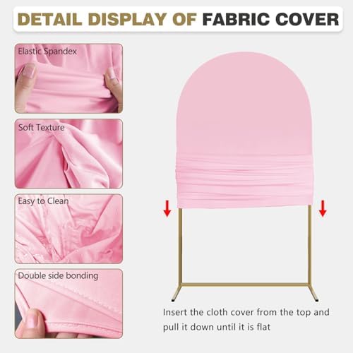 Arch Backdrop Stand and Cover Set, Metal Balloon Arch Backdrop 6ft, Gold Arched Stand Frame for Wedding, alternate view 5