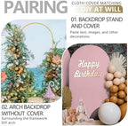 Arch Backdrop Stand and Cover Set, Metal Balloon Arch Backdrop 7.2ft, Gold Arched Stand Frame for Wedding, alternate view 6