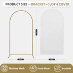 Arch Backdrop Stand and Cover Set, Metal Balloon Arch Backdrop 7.2ft, Gold Arched Stand Frame for Wedding, alternate view 3