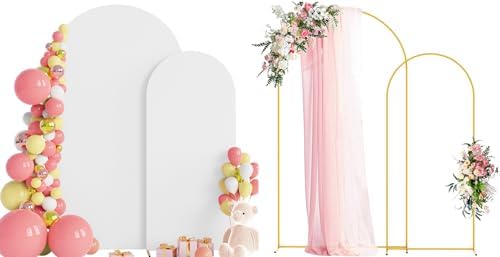 Arch Backdrop Stand and Cover Set of 2, 7.2FT,6FT Arch with Cover