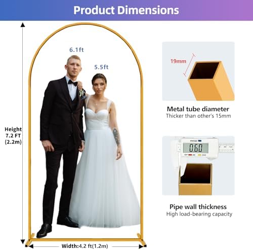 Arch Backdrop Stand Gold 7.2 FT, alternate view 2