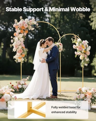 Arch Backdrop Stand, Set of 2, 7.2 ft and 6 ft, Stable Structure, Easy Assembly, Gold Metal Arch Backdrop Stand, alternate
