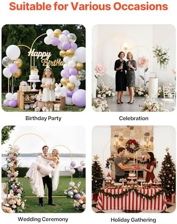 Arch Backdrop Stand, Set of 2, 7.2 ft and 6 ft, Stable Structure, Easy Assembly, Gold Metal Arch Backdrop Stand, alternate