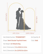 Arch Backdrop Stand, Set of 2, 7.2 ft and 6 ft, Stable Structure, Easy Assembly, Gold Metal Arch Backdrop Stand, alternate