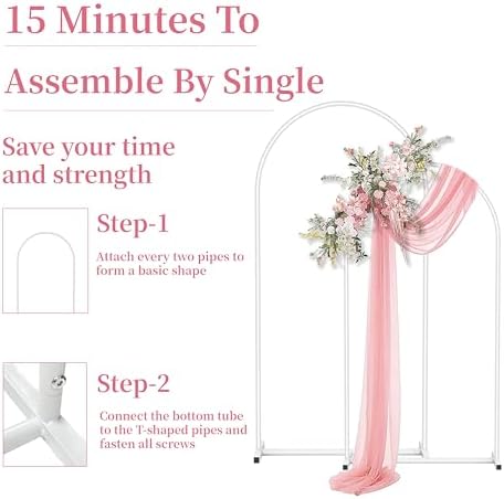 Arch Backdrop Stand Set of 2 (7.2FT,6.6FT), White Metal Arch Stand, alternate view 5