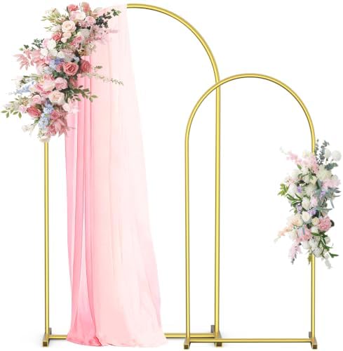 Arch Backdrop Stand Set of 2 (7.2FT,6FT), Gold Metal Arch Stand