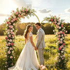 Arch Backdrop Stand Set of 2 (7.2FT,6FT), Gold Metal Arch Stand, alternate view 2