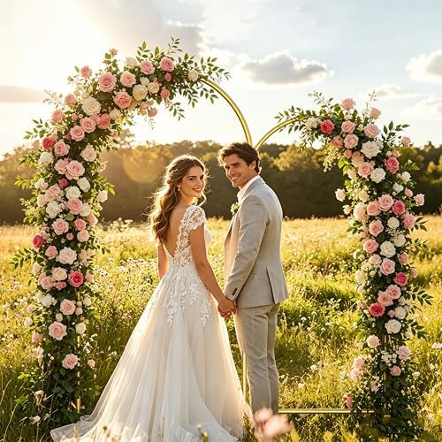 Arch Backdrop Stand Set of 2 (7.2FT,6FT), Gold Metal Arch Stand, alternate view 2