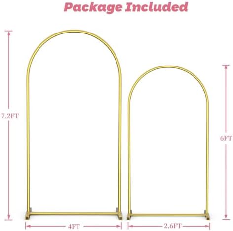 Arch Backdrop Stand Set of 2 (7.2FT,6FT), Gold Metal Arch Stand, alternate view 3