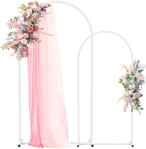 Arch Backdrop Stand Set of 2 (7.2FT,6FT), White Metal Arch Stand