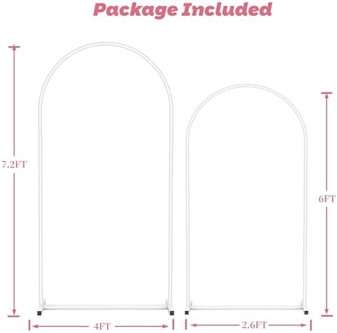 Arch Backdrop Stand Set of 2 (7.2FT,6FT), White Metal Arch Stand, alternate view 3