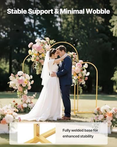 Arch Backdrop Stand, Set of 3, 6/5/4 ft, Stable Structure, Easy Assembly, Gold Metal Arch Backdrop Stand for, alternate view
