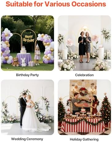 Arch Backdrop Stand, Set of 3, 6/5/4 ft, Stable Structure, Easy Assembly, Gold Metal Arch Backdrop Stand for, alternate view