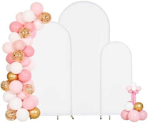 Arch Backdrop Stand, Set of 3, 6/5/4 ft, Stable Structure, Easy Assembly, Gold Metal Arch Backdrop Stand with