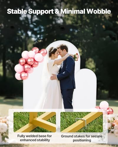 Arch Backdrop Stand, Set of 3, 6/5/4 ft, Stable Structure, Easy Assembly, Gold Metal Arch Backdrop Stand with, alternate view