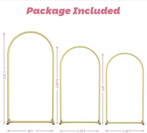 Arch Backdrop Stand Set of 3 (7.2FT,6.6FT,6FT), Gold Arch Stand, alternate view 3