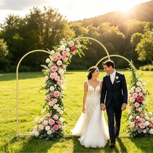 Arch Backdrop Stand Set of 3 (7.2FT,6.6FT,6FT), Gold Arch Stand, alternate view 6