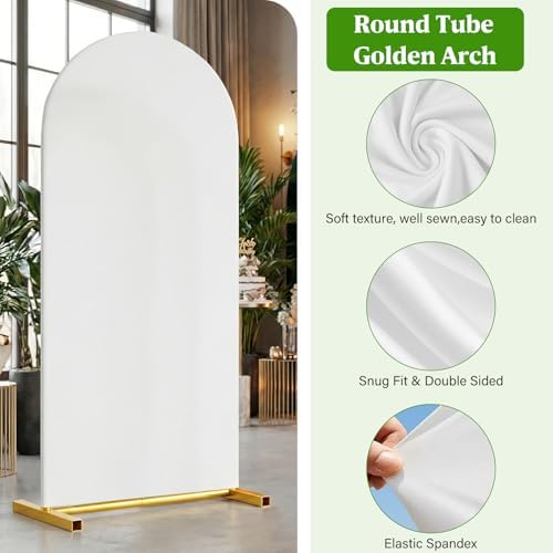 Arch Backdrop Stand with Cover Set 2-Pack - 7.2FT 6FT Gold Metal, alternate view 4