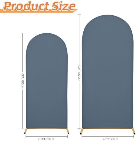 Arch Covers, Dusty Blue Arch Backdrop Cover Set of 2, Cover Only in 7.2FT+6FT in Dusty Blue, alternate view 2