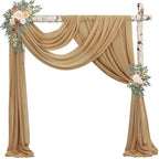 Arch Drapes for Wedding Arch Draping Fabric 4 Panel Sheer Backdrop for Ceremony Bridal Party Decor (Nude, 20Ft