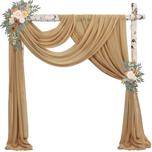 Arch Drapes for Wedding Arch Draping Fabric 4 Panel Sheer Backdrop for Ceremony Bridal Party Decor (Nude, 20Ft