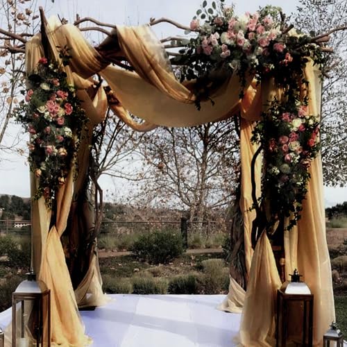 Arch Drapes for Wedding Arch Draping Fabric 4 Panel Sheer Backdrop for Ceremony Bridal Party Decor (Nude, 20Ft, alternate