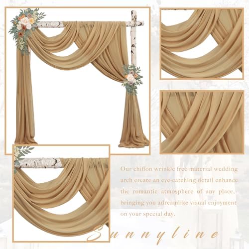 Arch Drapes for Wedding Arch Draping Fabric 4 Panel Sheer Backdrop for Ceremony Bridal Party Decor (Nude, 20Ft, alternate