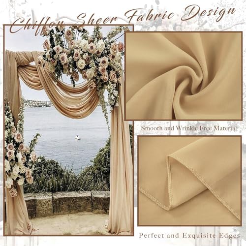 Arch Drapes for Wedding Arch Draping Fabric 4 Panel Sheer Backdrop for Ceremony Bridal Party Decor (Nude, 20Ft, alternate