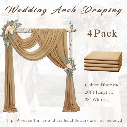 Arch Drapes for Wedding Arch Draping Fabric 4 Panel Sheer Backdrop for Ceremony Bridal Party Decor (Nude, 20Ft, alternate