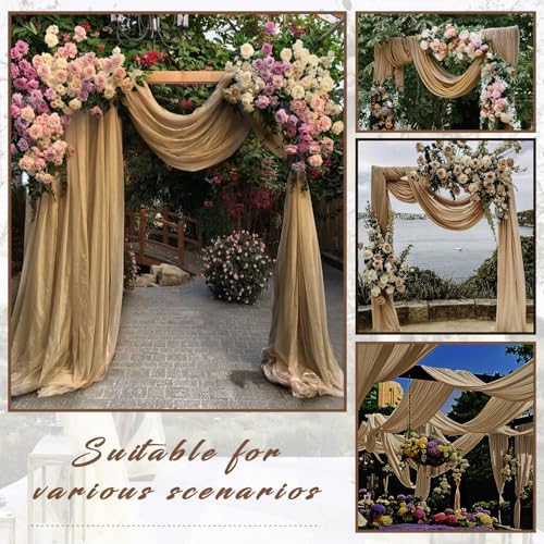 Arch Drapes for Wedding Arch Draping Fabric 4 Panel Sheer Backdrop for Ceremony Bridal Party Decor (Nude, 20Ft, alternate