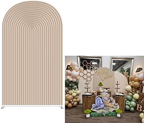 Arch Fabric Backdrop Covers Wedding Ripples Beige Color Arched 6ft Stand Covers Stretchy Background for Birthday