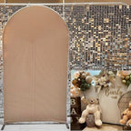Arch Fabric Backdrop Covers Wedding Ripples Beige Color Arched 6ft Stand Covers Stretchy Background for Birthday, alternate