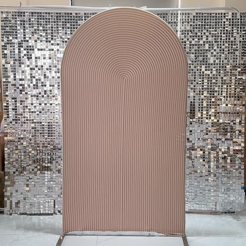 Arch Fabric Backdrop Covers Wedding Ripples Beige Color Arched 6ft Stand Covers Stretchy Background for Birthday, alternate