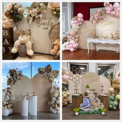 Arch Fabric Backdrop Covers Wedding Ripples Beige Color Arched 6ft Stand Covers Stretchy Background for Birthday, alternate