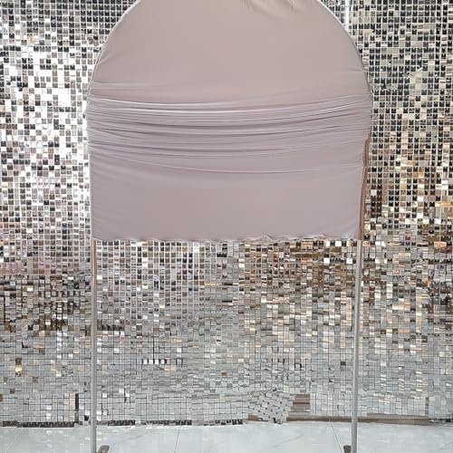 Arch Fabric Backdrop Covers Wedding Ripples Beige Color Arched 6ft Stand Covers Stretchy Background for Birthday, alternate